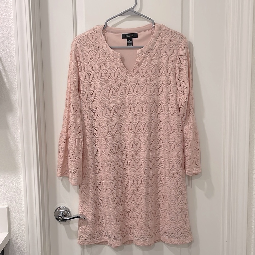 Style and co mid length peplum sleeve dress